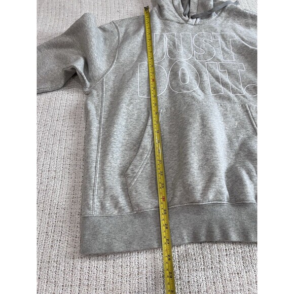 Men Nike Crew Sportswear Outlined Just Do It Grey Pullover Hoodie Sz M - Picture 5 of 5